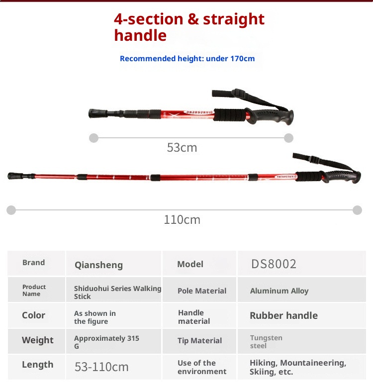 001 Attrezzatura per l'escursionismo: bastoncini da trekking, stampelle per anziani, camminata, escursionismo telescopico in lega di alluminio ultraleggero_voghion.com