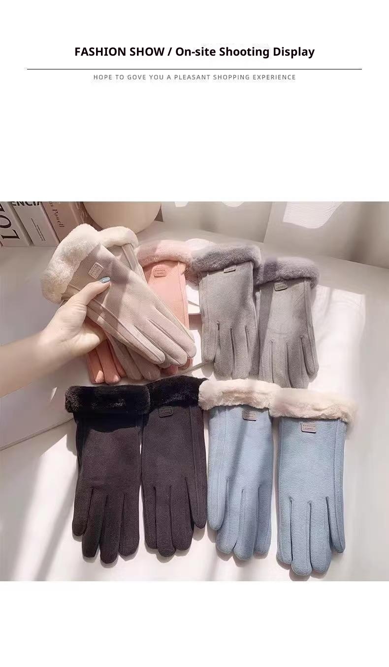 001 Warm voor dames Winter Fleece gevoerd Verdikt Fietsen Koudebestendig Winddicht Touchscreen Outdoor Skiën Rijhandschoenen_voghion.com
