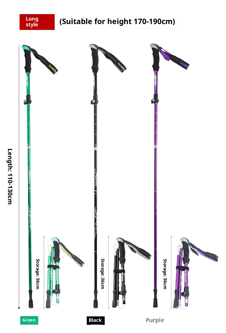 001 Bastone da passeggio telescopico corto ultraleggero pieghevole in lega di alluminio per escursionismo all'aperto all'ingrosso_voghion.com