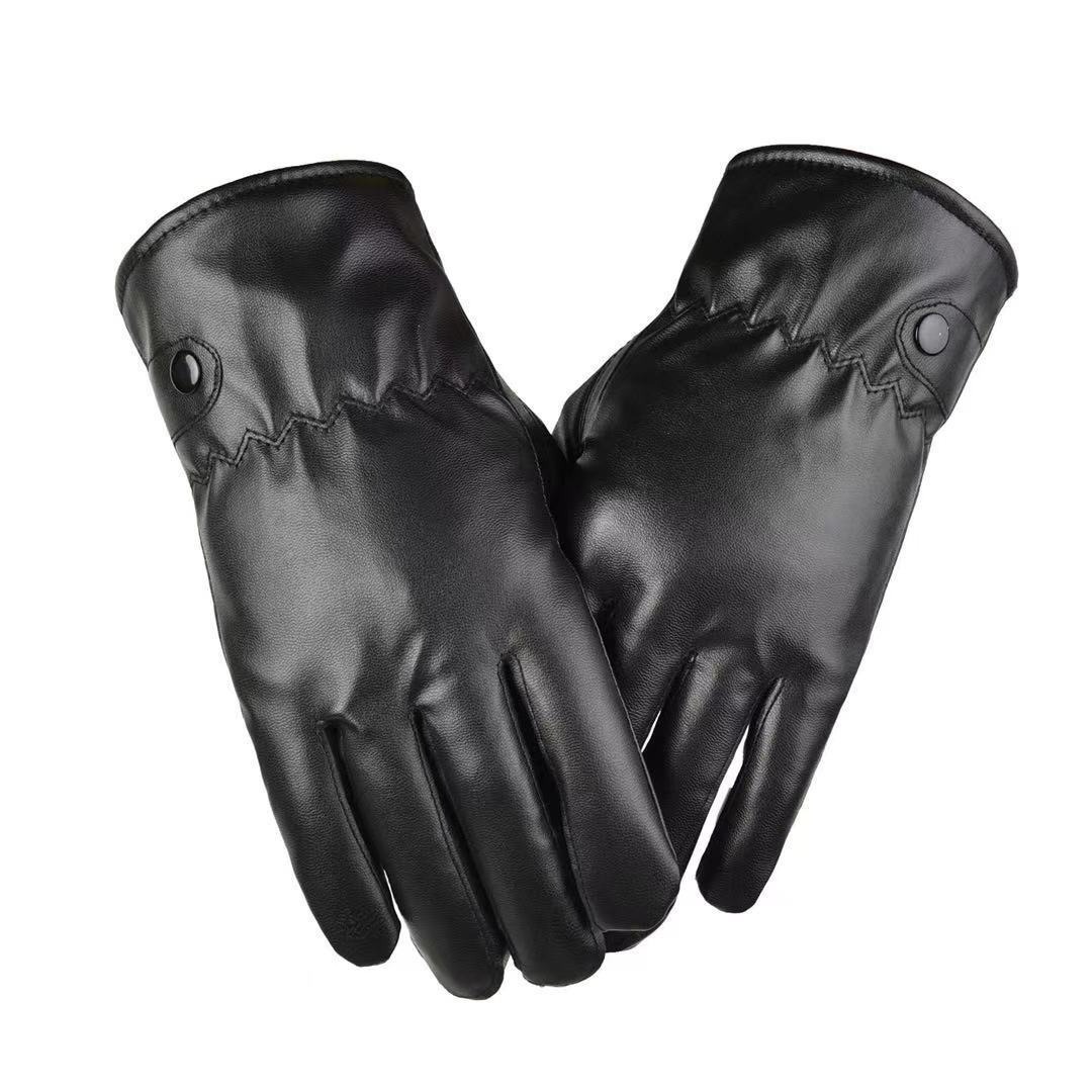 001 Autumn Winter New Touchscreen Warm Fleece PU Leather Motorcycle Outdoor Fashion Windproof Coldproof Unisex Gloves_voghion.com