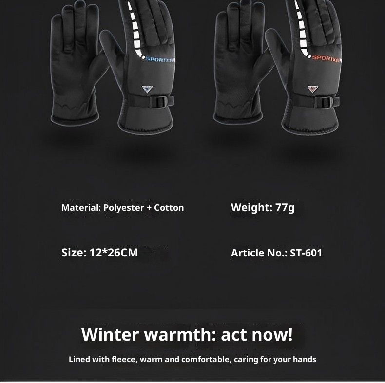 001 Guanti da sci e motociclismo da uomo, caldi, foderati in pile, spessi, antivento e antifreddo, per l'autunno e l'inverno_voghion.com