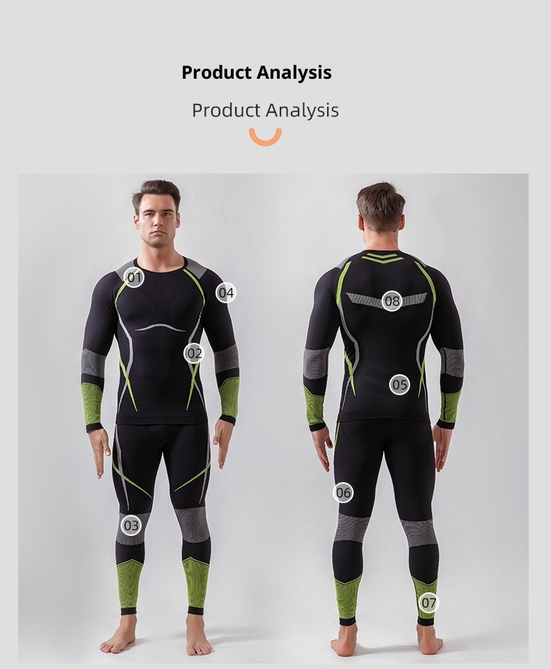 001 Set di biancheria intima termica a compressione per uomo e donna, per sport all'aria aperta, da sci, ad asciugatura rapida, autunno inverno_voghion.com