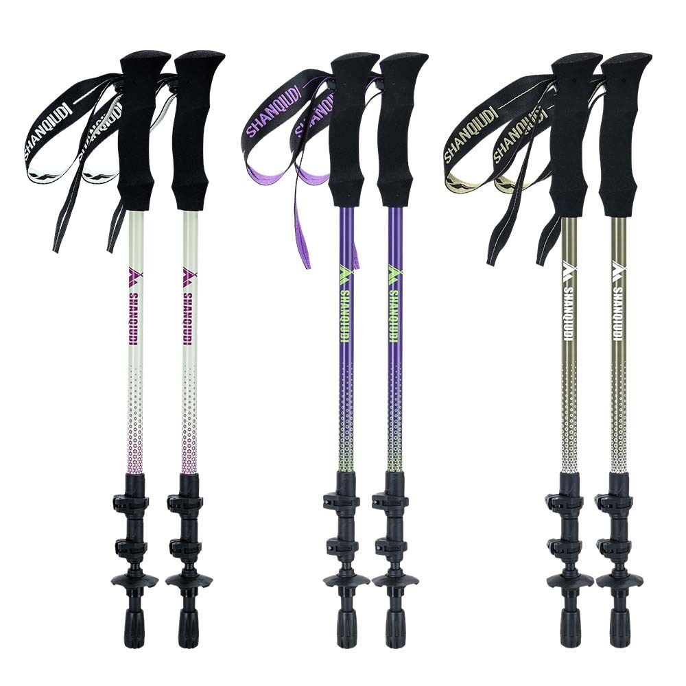 001 Carbon Fiber Trekking Pole Telescopic Three-Section Stick Adjustable Portable Essential Supplies Outdoor Hiking_voghion.com