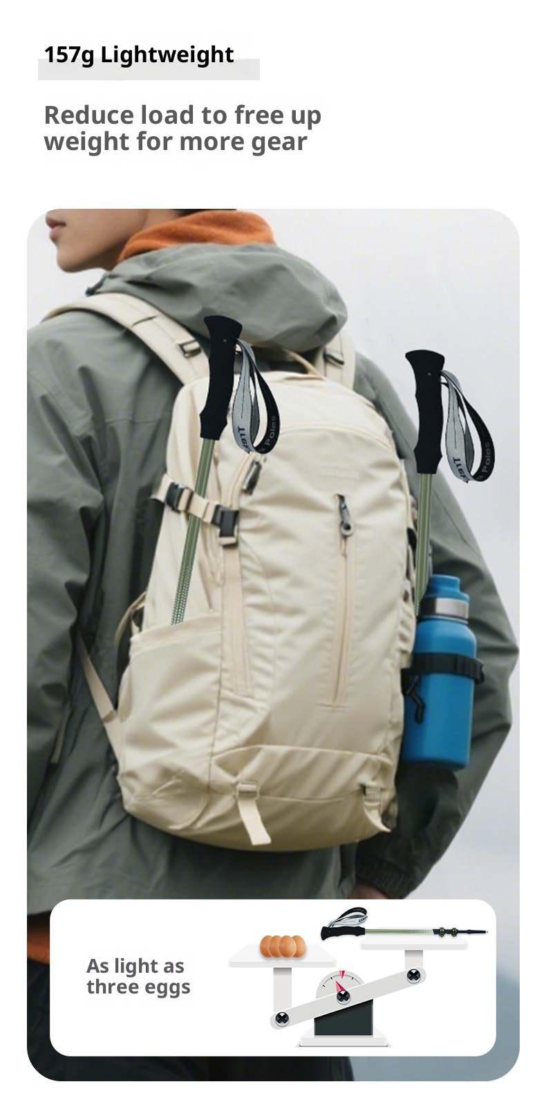 Bastón telescópico ultraligero de fibra de carbono 001 para trekking, de tres secciones, para hombres y mujeres, ideal para senderismo, escalada y actividades al aire libre._voghion.com