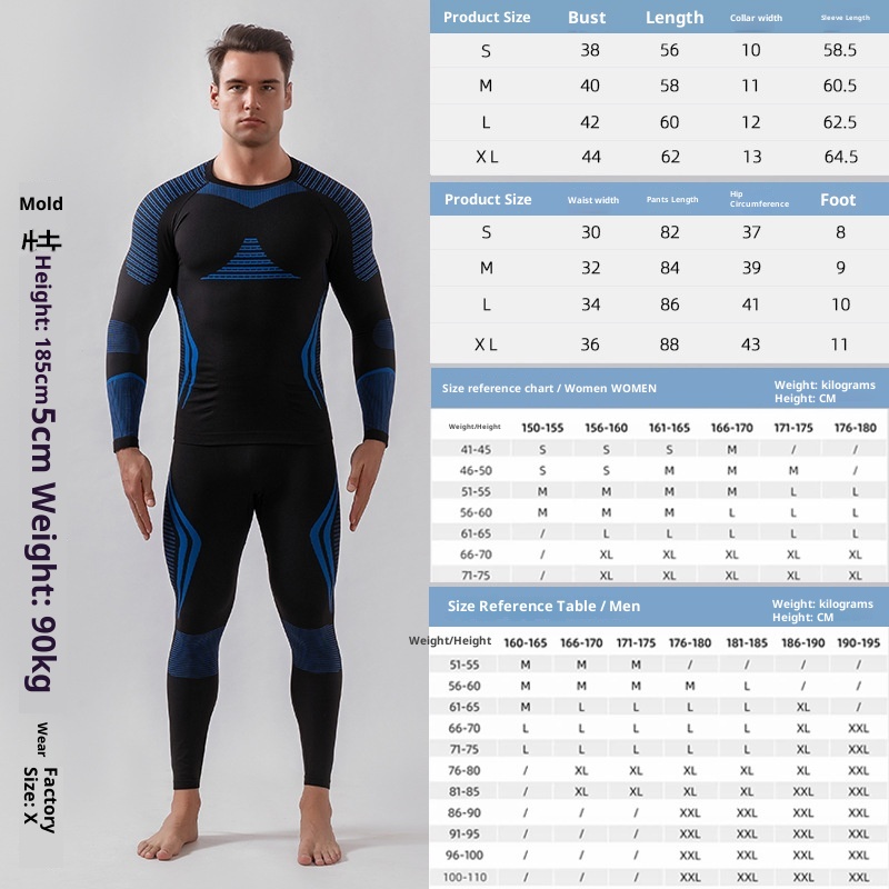 001 Autumn Winter Outdoor Ski Quick-Dry Sports Men Women Moisture-Wicking Base Layer Compression Thermal Underwear Set_voghion.com