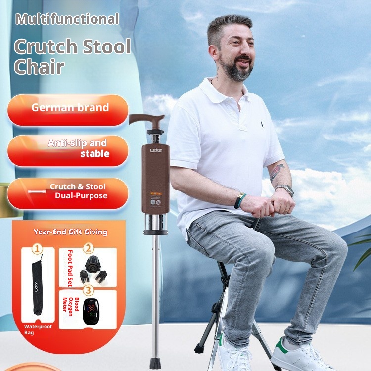 001 Stool Walking Stick Multi-Functional Anti-Slip Lightweight Foldable Elderly Cane Chair For Hiking_voghion.com