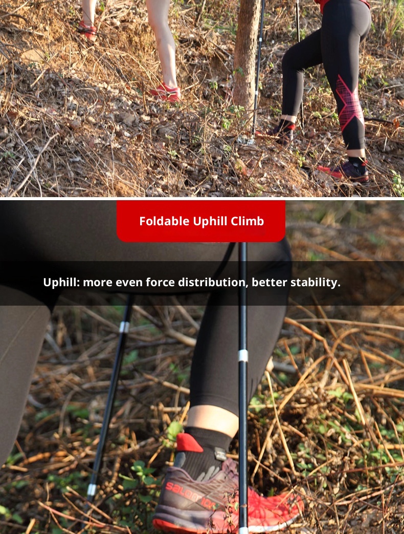 001 Fiber Teleskop-Falt-Trekkingstock für Damen und Herren, rutschfest, Wanderstock aus Carbonlegierung mit Stoßdämpfung_voghion.com