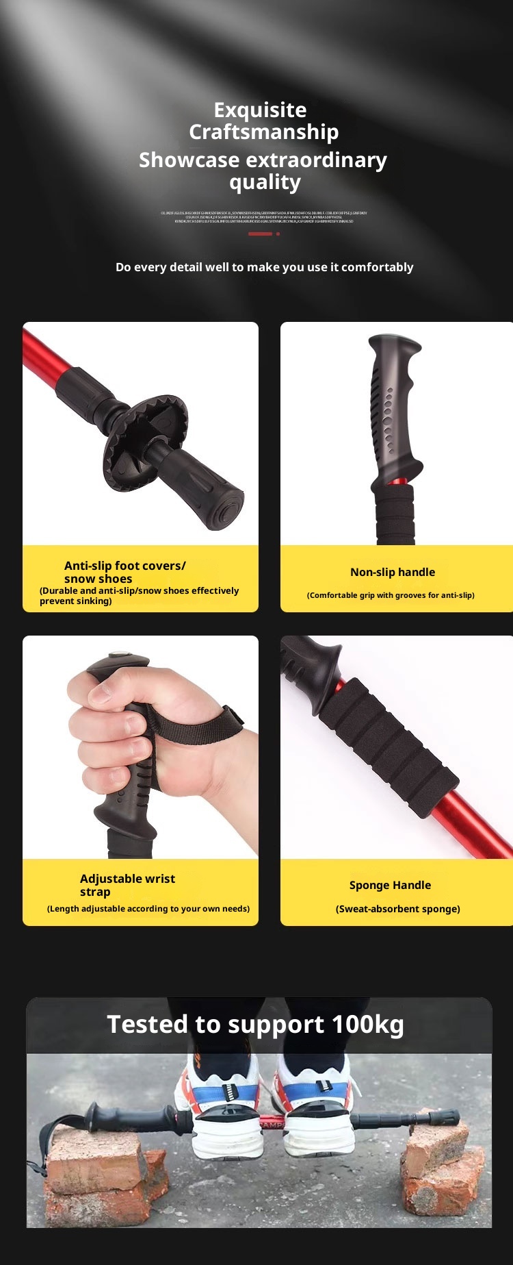 001 Professionelle Outdoor-Trekkingstöcke, teleskopierbar, faltbar, multifunktional, zur Selbstverteidigung für Männer, Frauen und Kinder_voghion.com