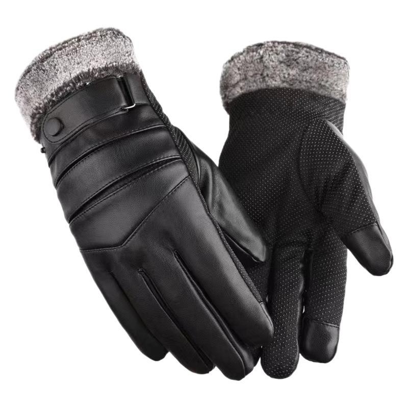 001 Wintr Mn's Warm Lathr Glovs For Cycling Skiing, Cold And Windproof Outdoor Motorcycl Glovs, Manufacturr_voghion.com