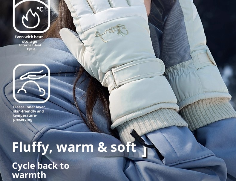 Gants de ski ActiveGo pour femmes, collection hiver 2025, doublés polaire, chauds et épais, résistants au froid, imperméables et compatibles écrans tactiles._voghion.com