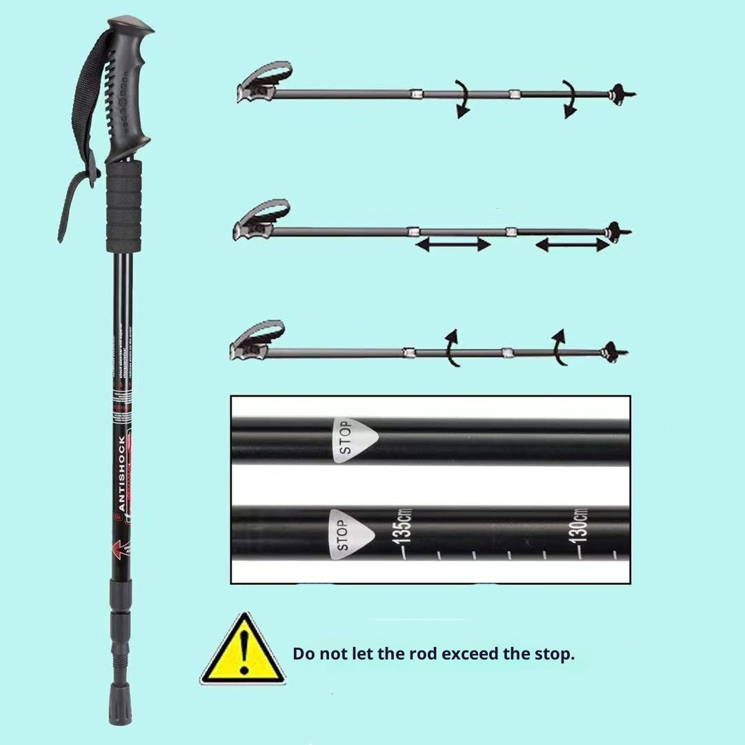 001 Three-section Straight Handle With Snowland Trekking Pole Set Anti-slip Hiking Travel_voghion.com