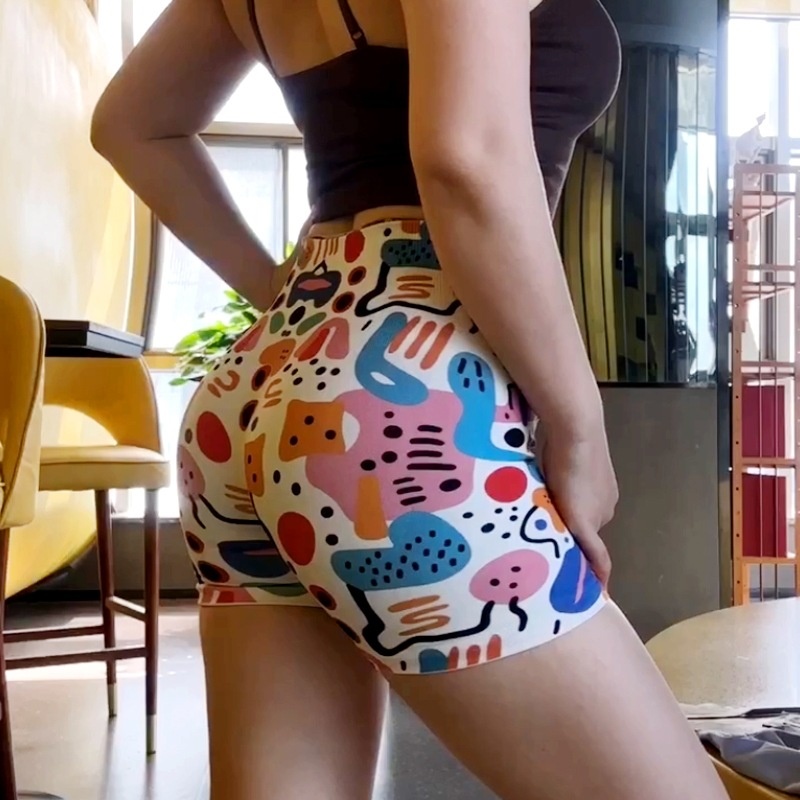 001 Peach Butt Lift Fitness For Women High Waist Seamless Running Sports Gym Dopamine Print Yoga Shorts_voghion.com