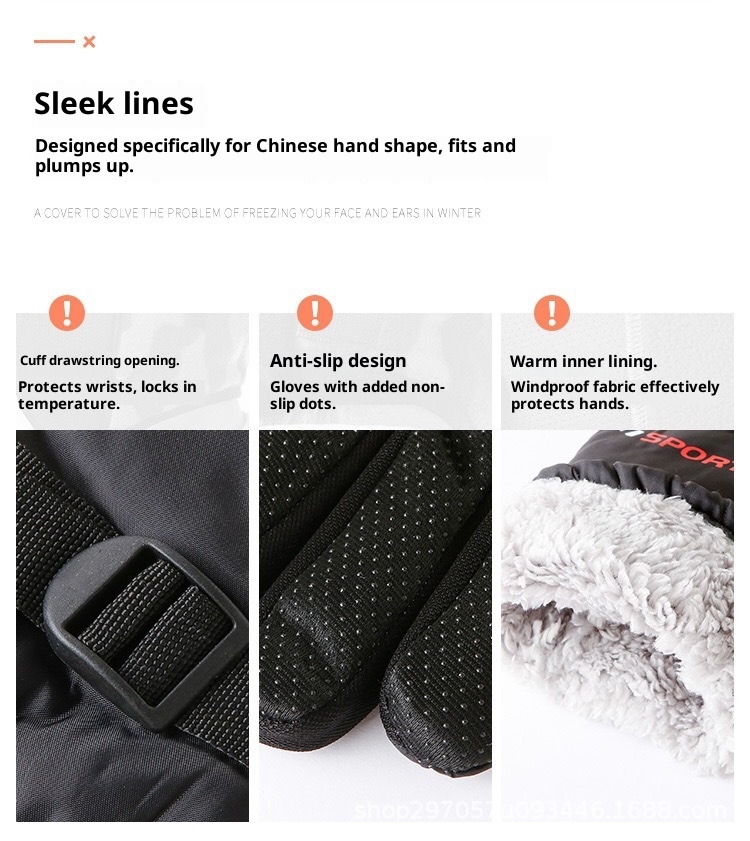 Guanti da sci invernali da uomo, foderati in pile, caldi, spessi, antifreddo, impermeabili, per motociclisti, da esterno, in cotone touch screen_voghion.com