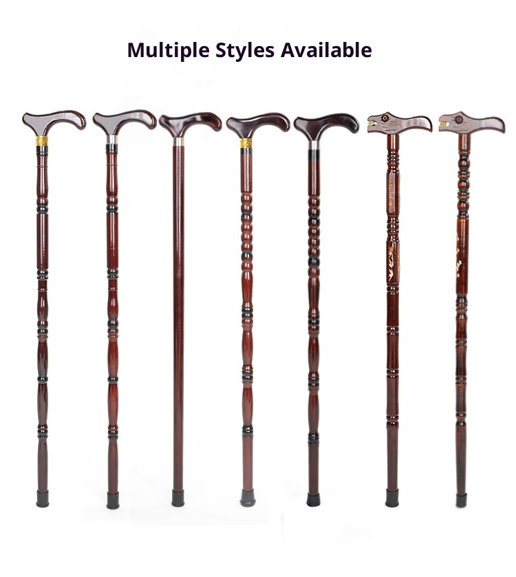 001 Bastone da passeggio in legno massello antiscivolo per anziani con impugnatura a forma di testa di drago, leggero, a quattro zampe, anticaduta_voghion.com
