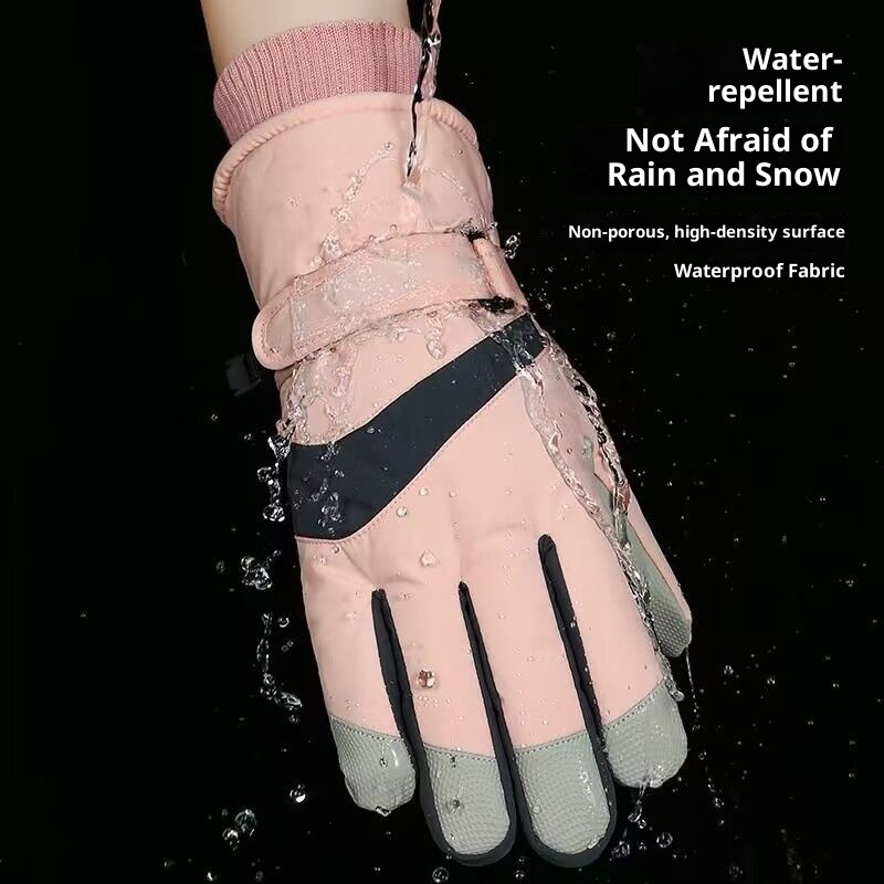 001 Herren Winter-Skihandschuhe mit Touchscreen, wasserdicht, winddicht, warm, mit Fleece gefüttert, kältebeständig, für Outdoor-Aktivitäten wie Radfahren und Bergsteigen_voghion.com