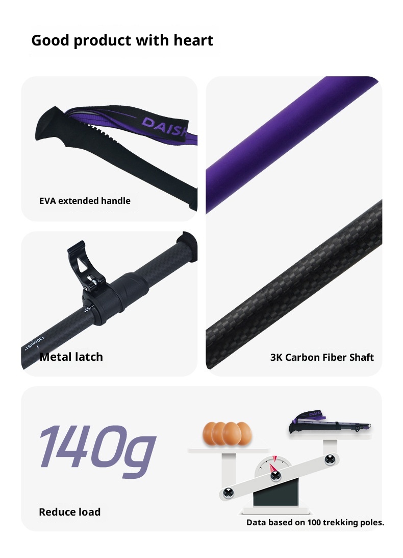 Bâtons de randonnée professionnels pliables et télescopiques 001 3K, ultra-légers, en fibre de carbone, pour le trail et la course à pied. Verrouillage externe._voghion.com