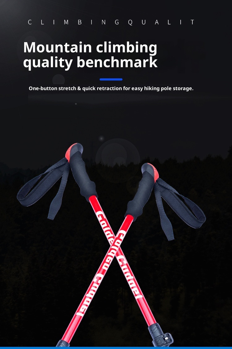 001 Telescopico 7075 Manico in schiuma stampata con lavorazione personalizzata Fibbia in metallo Bastone da trekking Antiscivolo Leggero Arrampicata_voghion.com