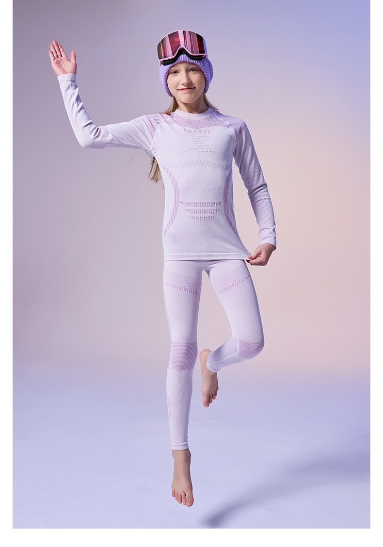 001 Set di biancheria intima termica e elastica aderente per bambini e bambine, da sci, da corsa, ad asciugatura rapida_voghion.com