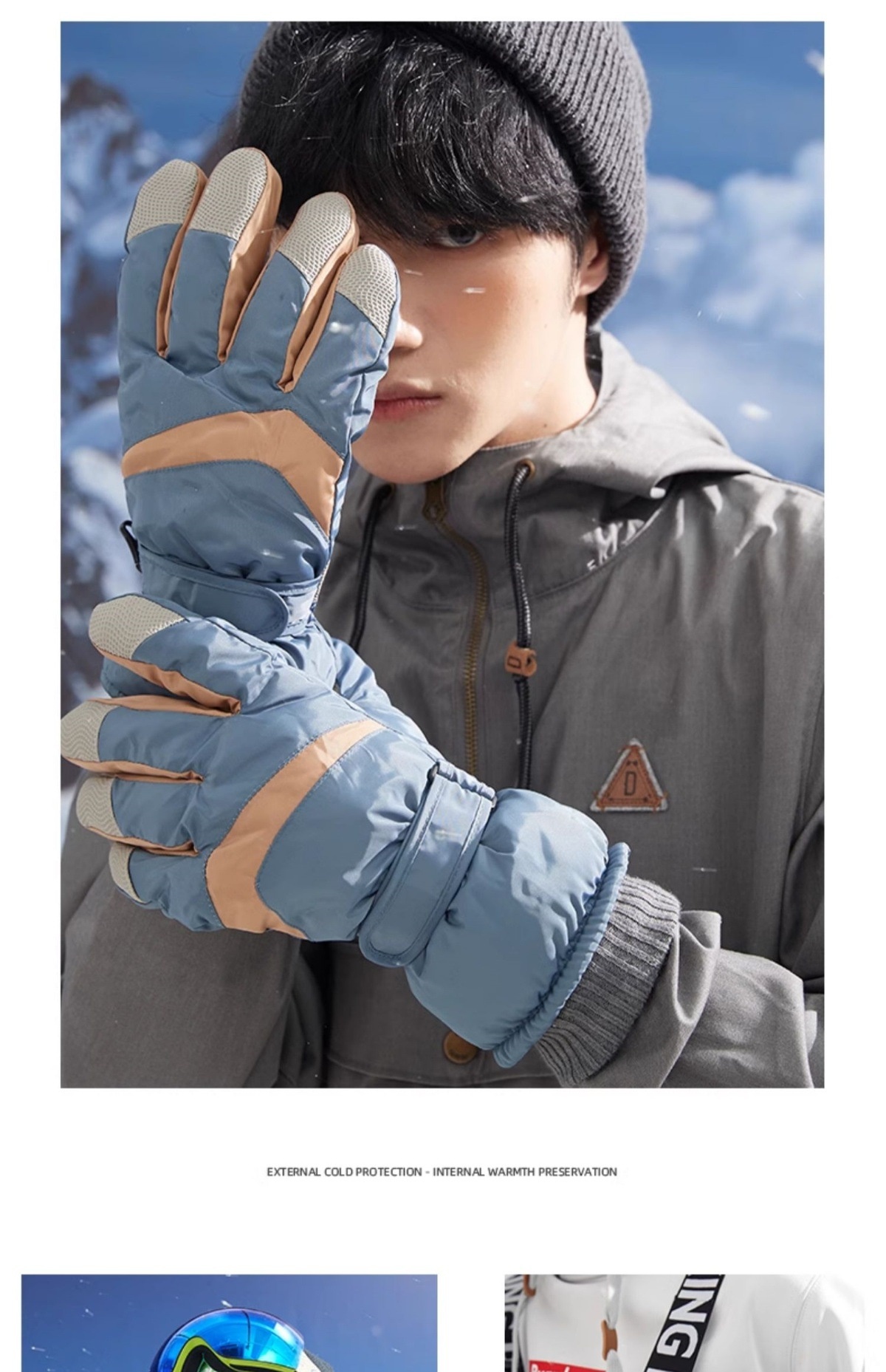 Gants d'hiver chauds et résistants au froid pour le ski, le vélo et les écrans tactiles, en coton épais, pour femmes et femmes._voghion.com