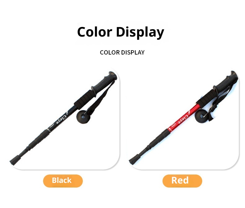 001 6061 Aviation Aluminum Alloy Cleye Outdoor Hiking Telescopic Trekking Pole Walking Stick Crutch Four Section Straight_voghion.com