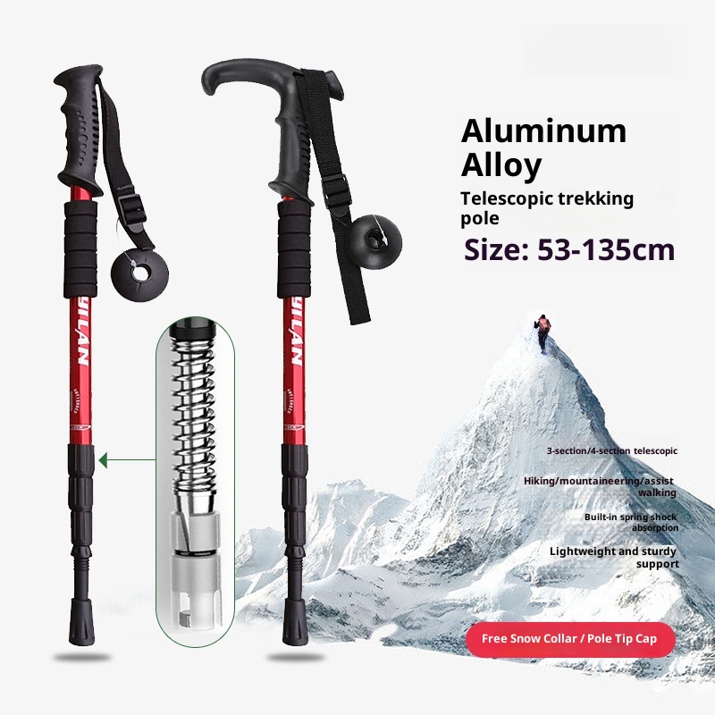 001 Professional Outdoor Trekking Poles Telescopic Folding Multi-Functional Self-Defense For Men And Women Children's_voghion.com