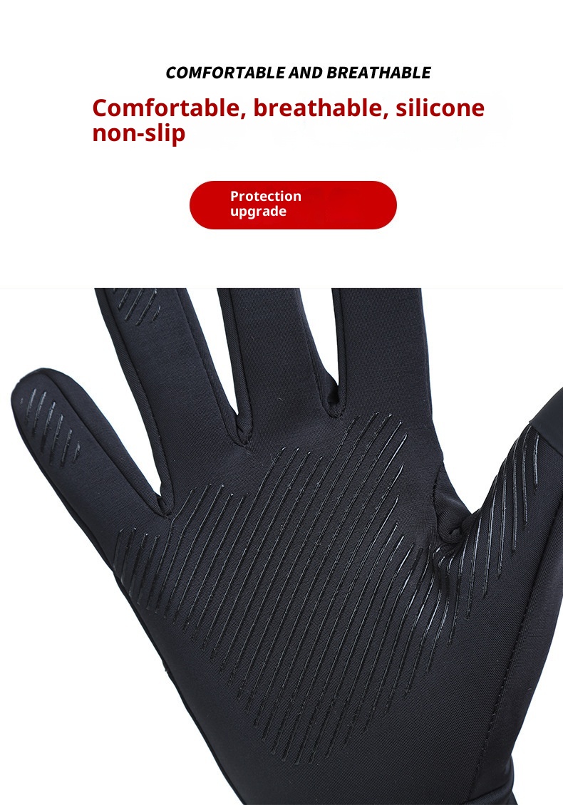 001 Outdoor Men's Cycling Cationic Thermal Touchscreen Fleece Lined Thickened Windproof Water-Resistant Sports Ski Gloves_voghion.com