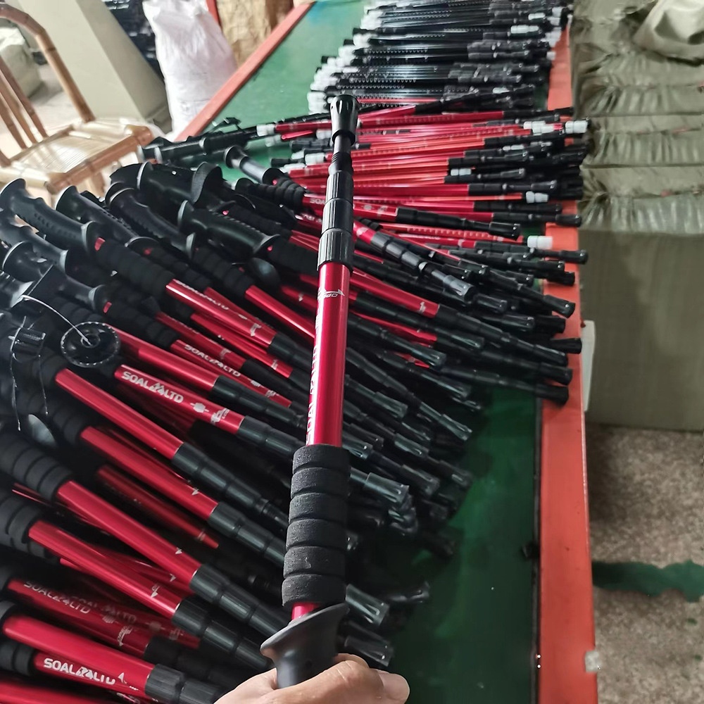 001 Telescopic Four-Section Three-Section Aluminum Alloy Elderly Shock Absorption Ultra-Light Straight Curved Handle Hiking_voghion.com