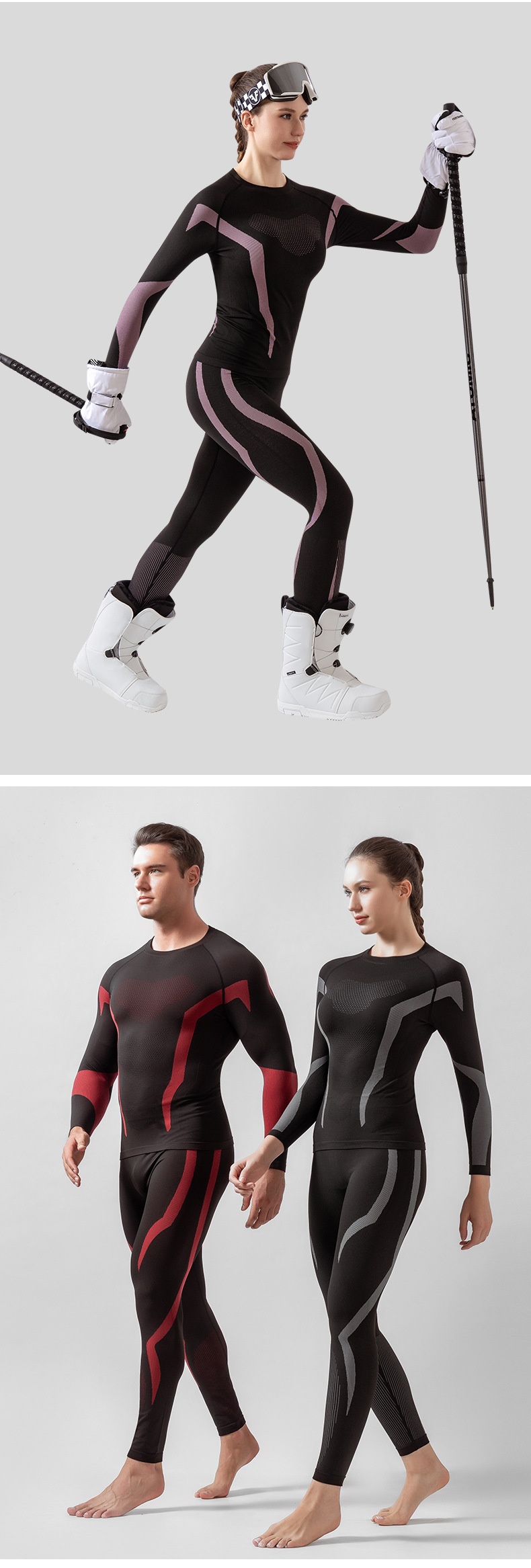 001 Autunno Inverno Sci Asciugatura Rapida Genitore-Bambino Set Uomo Donna Strato Base Abbigliamento Aderente a Compressione Ciclismo Sport All'Aria Aperta_voghion.com