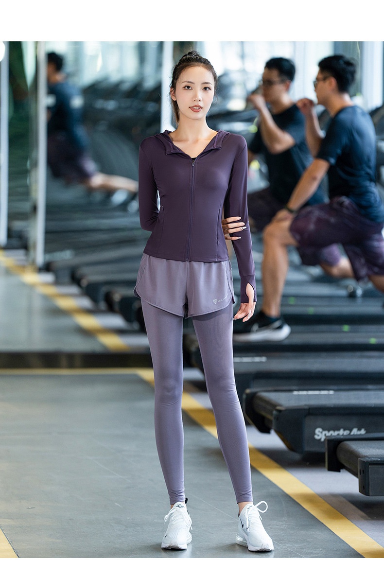 001 Autumn Winter New High Elastic Two-piece Sports Trousers Warm Professional Running Leggings Yoga Pants Women Quick_voghion.com