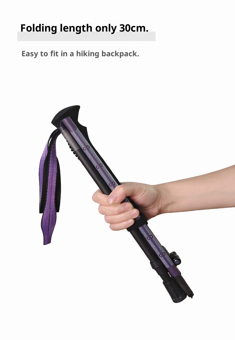 Bâtons de randonnée professionnels pliables et télescopiques 001 3K, ultra-légers, en fibre de carbone, pour le trail et la course à pied. Verrouillage externe._voghion.com