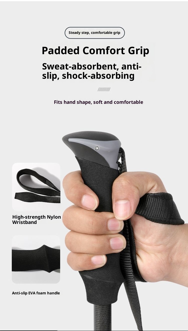 001 Fiber Trekking Pole Professional Climbing Outdoor Walking Carbon Ultra-light Telescopic Anti-slip Stick For Children_voghion.com