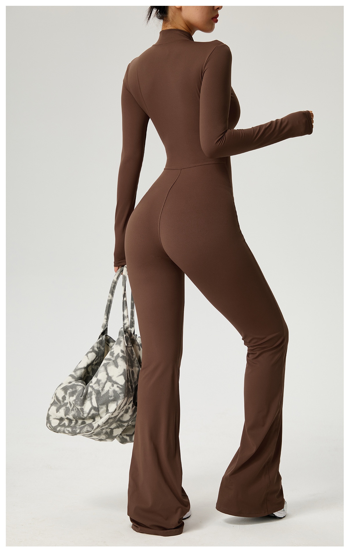 001 Cross-Border Zipper Cloud Feel Langarm-Yoga-Jumpsuit, hochintensiver Fitness-Sport-Einteiler, eng anliegend_voghion.com