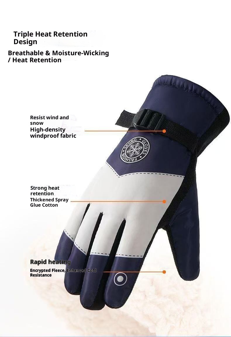 001 Herren Winter-Fahrradhandschuhe für E-Bikes, winddicht, kältebeständig, fleecegefüttert, dick gefüttert, warm, Touchscreen-fähig, aus Baumwolle_voghion.com