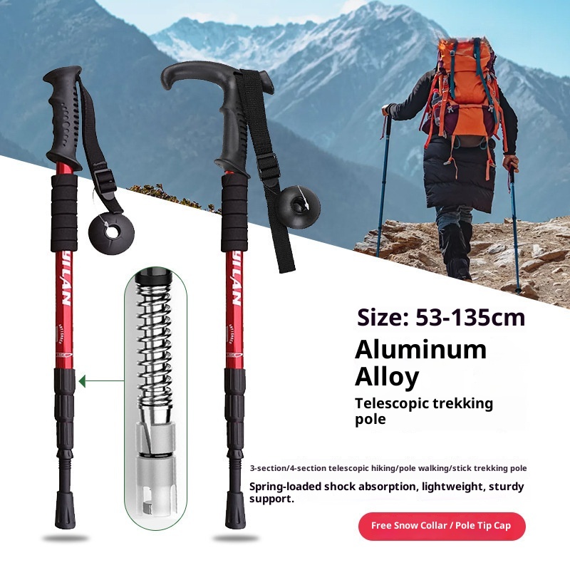 001 Professional Outdoor Trekking Poles Telescopic Folding Multi-Functional Self-Defense For Men And Women Children's_voghion.com