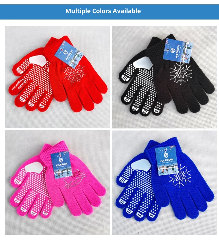 001 Verdickte, rutschfeste Eistanzhandschuhe mit Strassmuster und Punktmuster, geeignet für Erwachsene, Kinder und Erwachsene, Unisex._voghion.com
