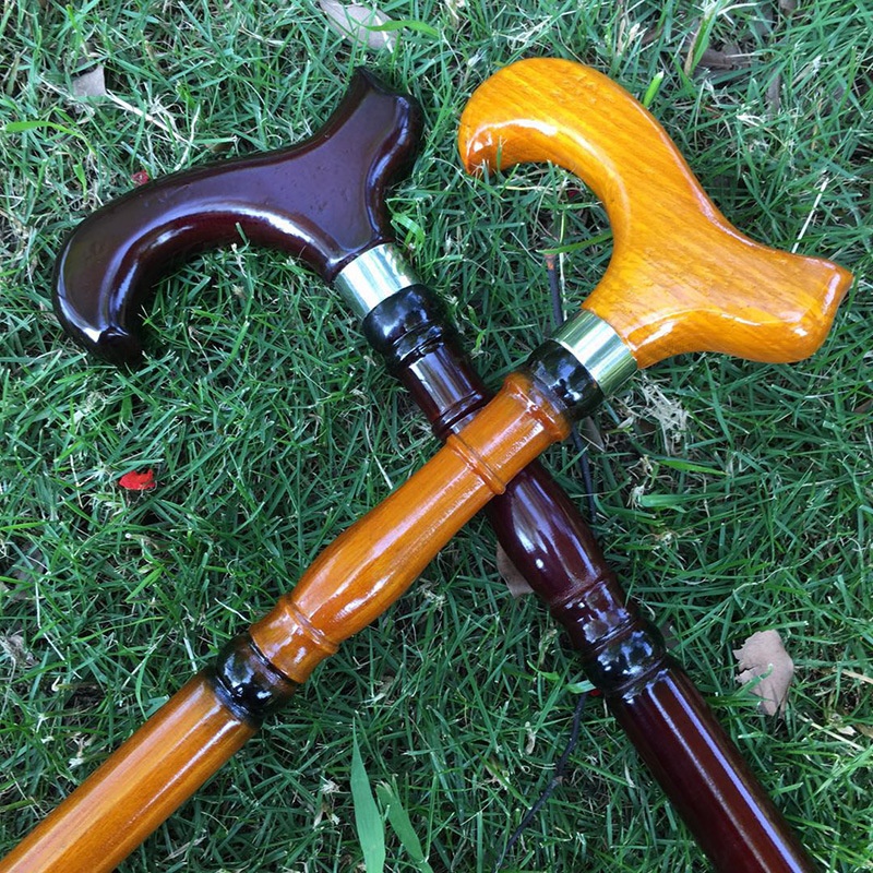 001 Wholesale Dropshipping Solid Wood Four-legged Wooden Elderly Walking Handrail Stick Special For Mountaineering_voghion.com