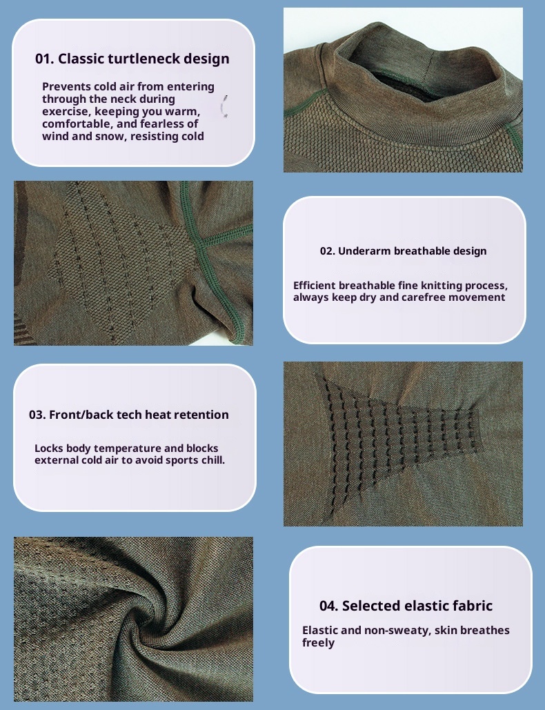 001 Outdoor-Ski-Thermo-Unterwäsche-Set, schnelltrocknend, für Damen und Herren, schweißableitende Basisschicht für Bergsteigen, Profisport_voghion.com