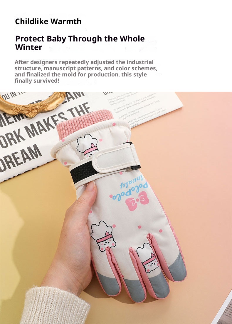 001 Cross-Border Winter Children's Ski Fleece-Lined Thickened Touchscreen Cycling Anti-Slip Windproof Student Cartoon Warm_voghion.com