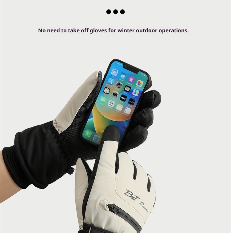 001 Women's Winter Ski Gloves, Warm, Touchscreen, Cold-Proof, Snow Play, Water-Resistant, Thickened, Fleece-Lined, Cycling,_voghion.com