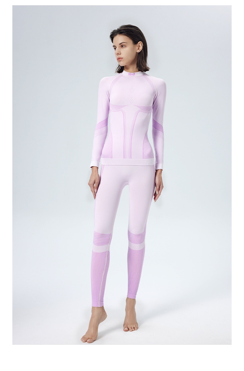 001 Intimo da sci funzionale a compressione ad asciugatura rapida per donna, strato di base termico traspirante per sport all'aria aperta e alpinismo_voghion.com