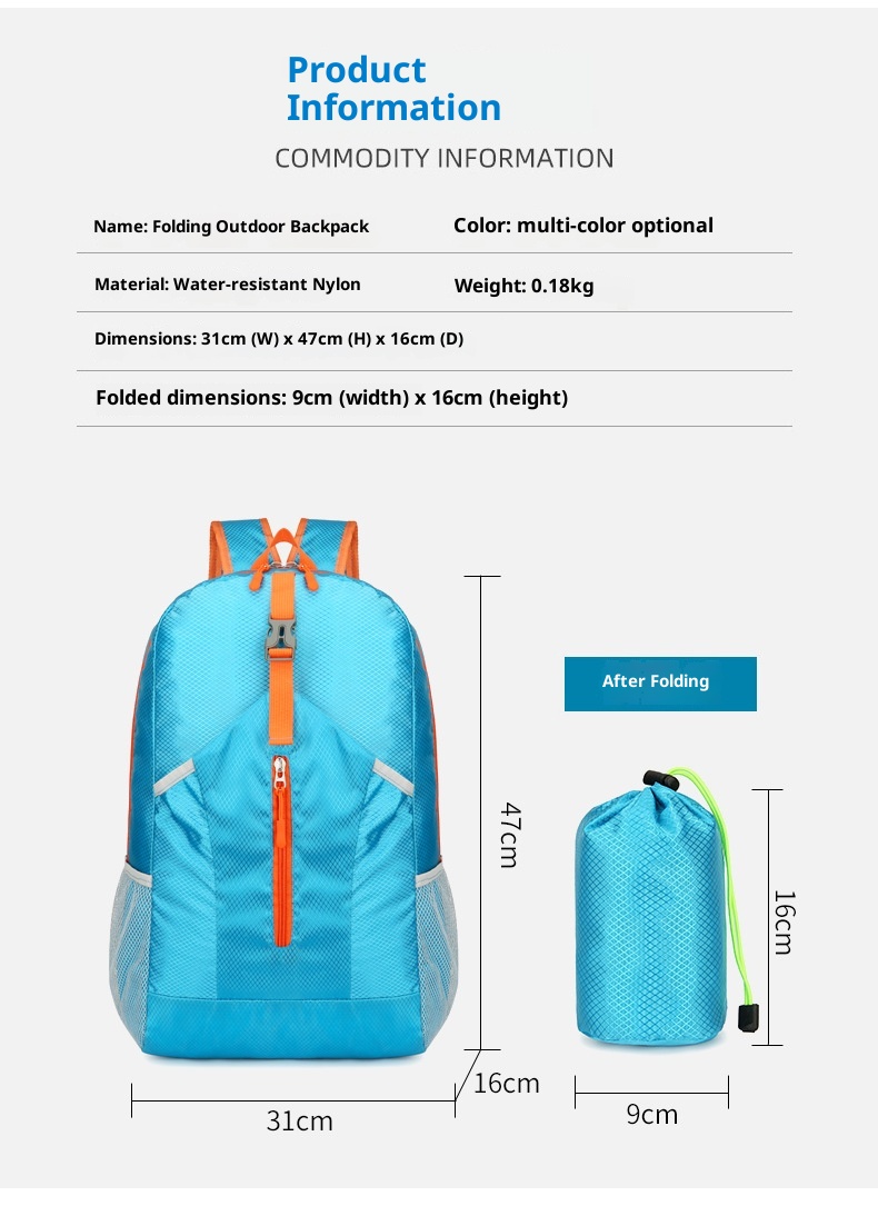 001 Nuovo zaino di grande capacità per uomo e donna, borsa portaoggetti pieghevole, borsa da escursionismo e ciclismo ultraleggera e resistente all'acqua_voghion.com