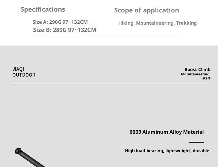 001 Bastone da trekking pieghevole in lega di alluminio leggero telescopico per esterni, antiscivolo_voghion.com