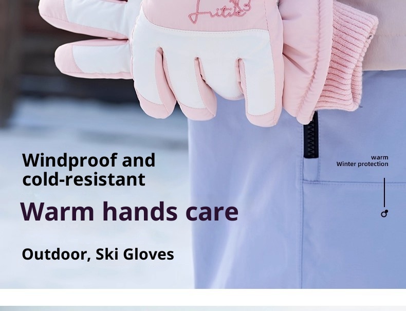 Gants de ski ActiveGo pour femmes, collection hiver 2025, doublés polaire, chauds et épais, résistants au froid, imperméables et compatibles écrans tactiles._voghion.com