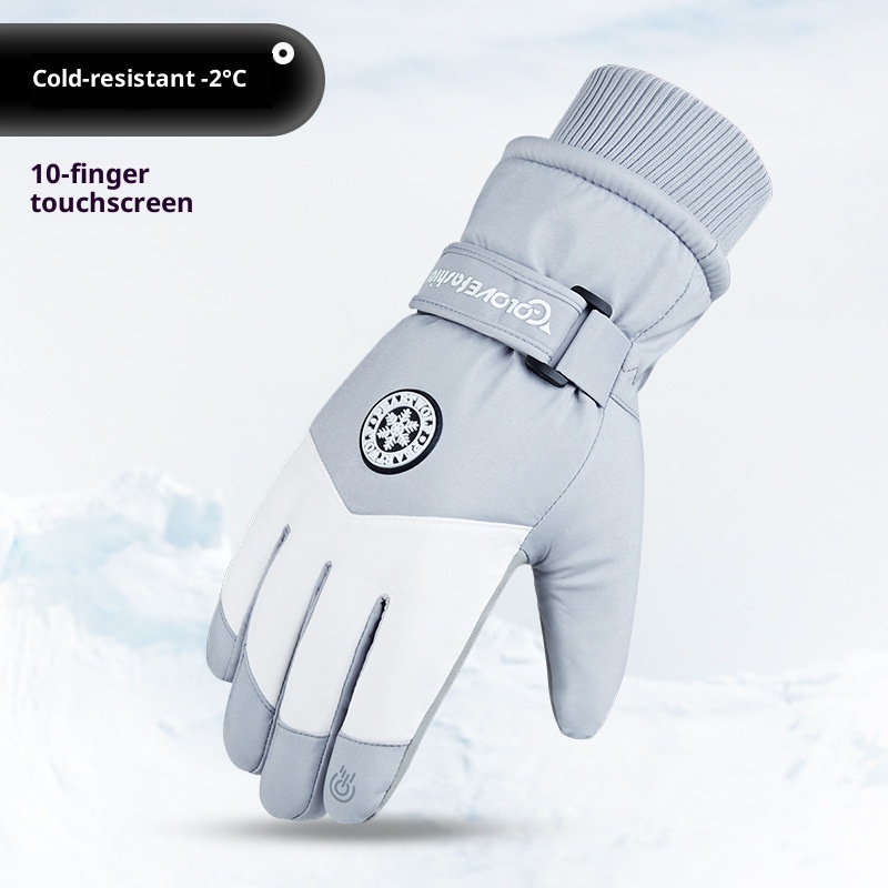 ActiveGo Fleece-Lined Thickened Winter Ski Outdoor Cycling Warm Touchscreen Non-Slip Unisex Lamb Wool Gloves_voghion.com