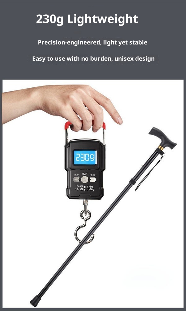 001 Bastone da passeggio per anziani, telescopico, pieghevole, portatile, da arrampicata, da trekking, antiscivolo, in lega di alluminio, con manico curvo_voghion.com