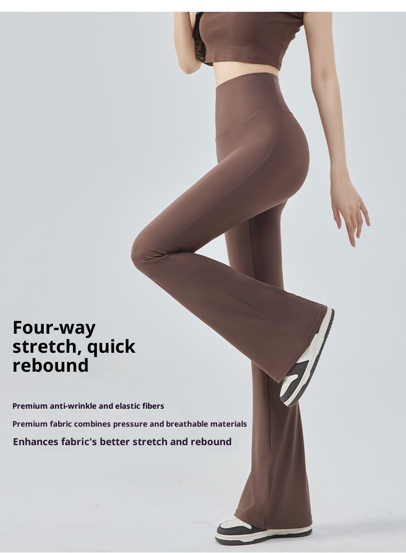001 Yoga Flared Extended Women Tummy Control Hip Lift Slimming Bell Bottom Quk-Dry Casual Sports Dance Fitness Pants_voghion.com