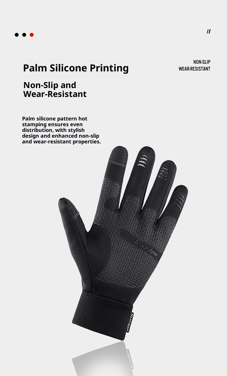 001 Outdoor Thermal Winter Sports Fece-Lined Skiing Women Touchscreen Windproof Non-Slip Heated Cycling Gloves Men_voghion.com