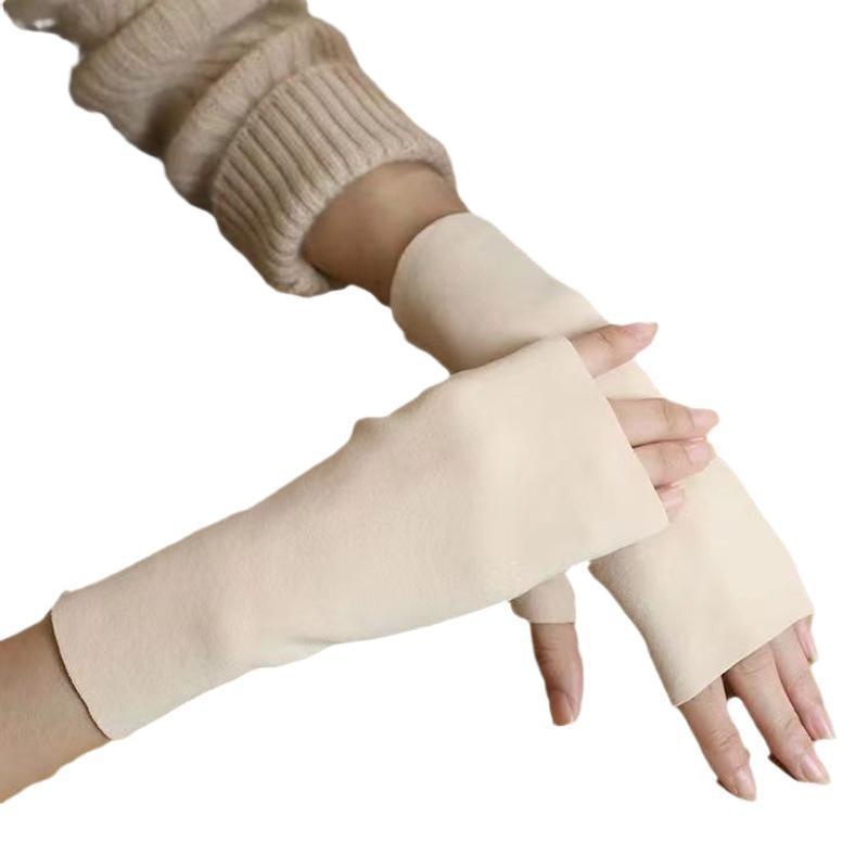 001 De Rong Thermal Half Flexible Writing Full Finger Gloves With Pocket Unisex Self-Heating Wrist Guard_voghion.com