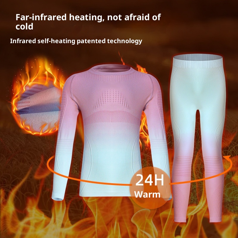 001 Maglia da sci funzionale a compressione monopezzo, elastica e ad asciugatura rapida per bambini, strato di base traspirante e caldo._voghion.com