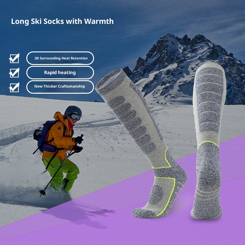 ActiveGo ActiveGo 2023 Nuovo Inverno Lungo Tubo Sci Alpinismo Escursionismo Uomo E Donna Spessore Alzato Asciugamano Fondo Sopra Il Ginocchio Calzini Da Neve_voghion.com